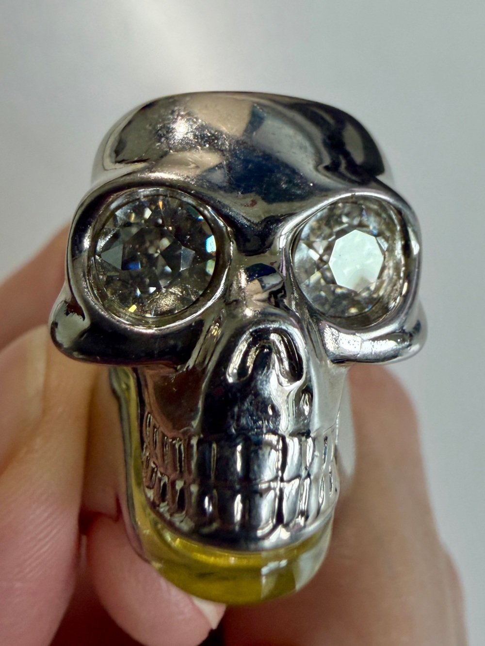 Alexander McQueen Silver-tone Skull Ring with Crystal Eyes - Sz IT 11 - Picture 9 of 9